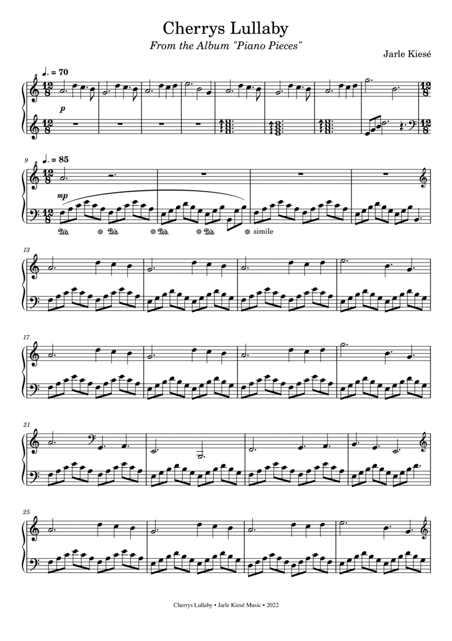 Cherrys Lullaby Cherrys Lullaby Easy Piano scores gallery preview page 1