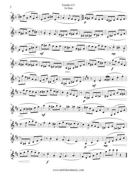 Etude #13 (Bambuco) for solo clarinet (piano chord chart) image number null