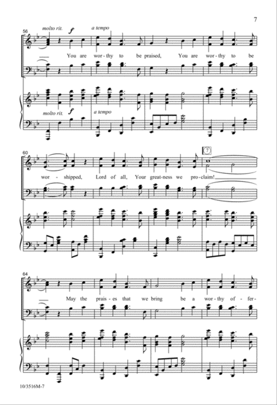 You Are Worthy to Be Praised 4-Part scores gallery preview page 7