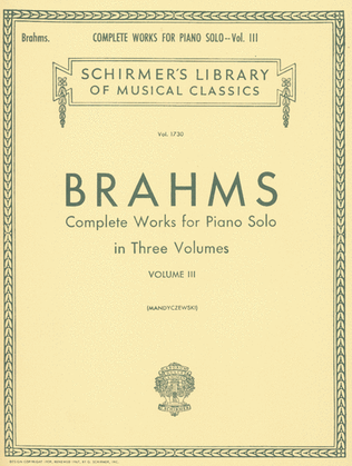 Book cover for Complete Works for Piano Solo – Volume 3