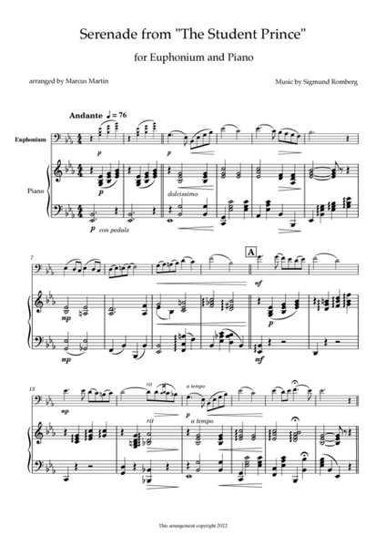 Serenade from "The Student Prince" for Euphonium and Piano