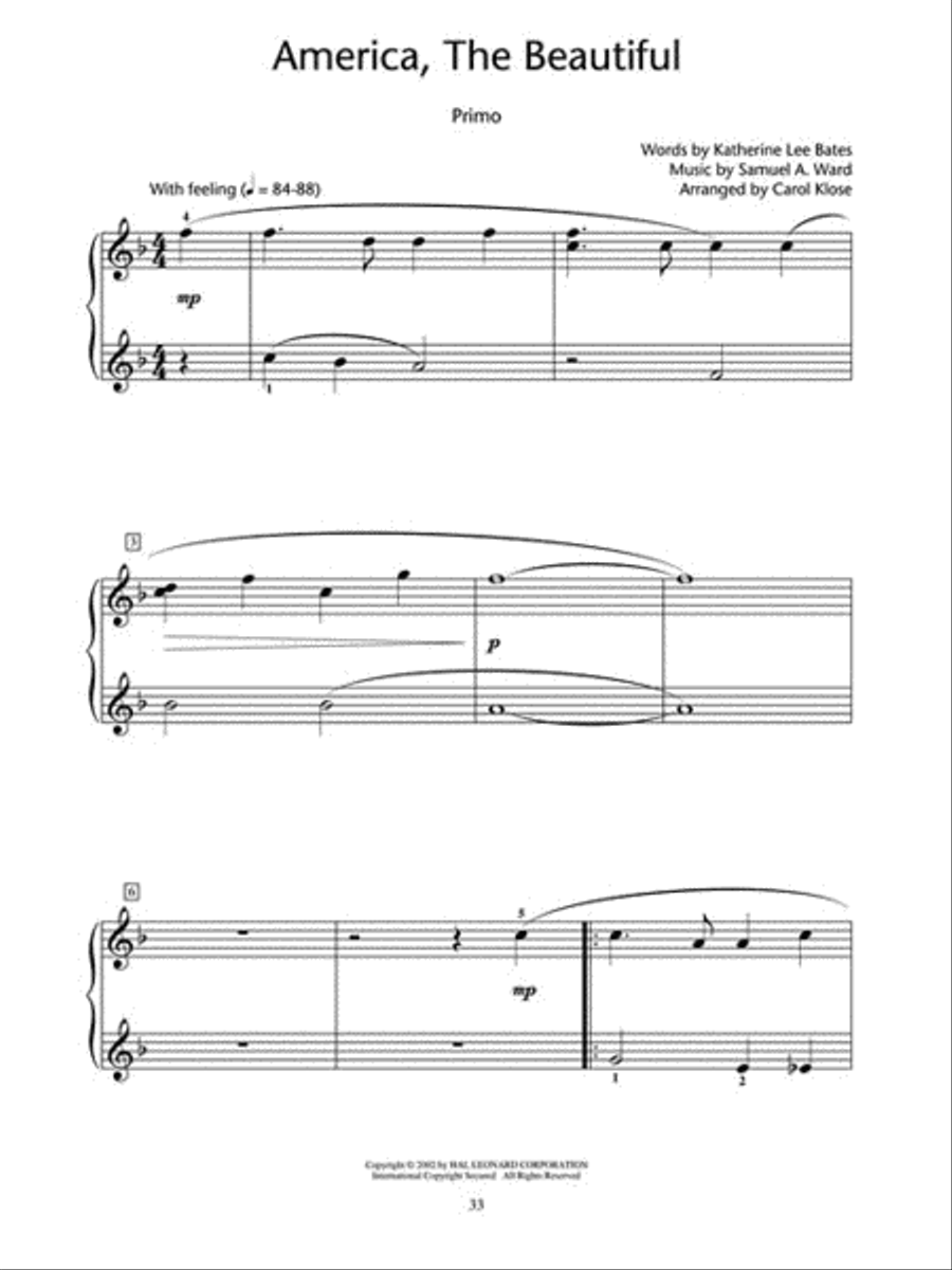 God Bless America and Other Patriotic Piano Duets – Level 4 Piano Method scores gallery preview page 4