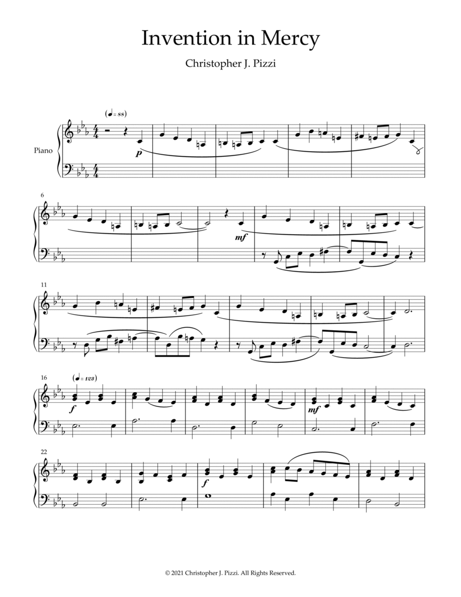 Invention in Mercy Piano, Vocal, Guitar - Digital Sheet Music