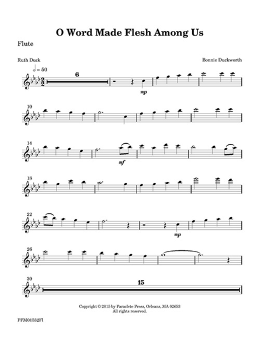 O Word Made Flesh Among Us (flute part) 4-Part scores gallery preview page 1