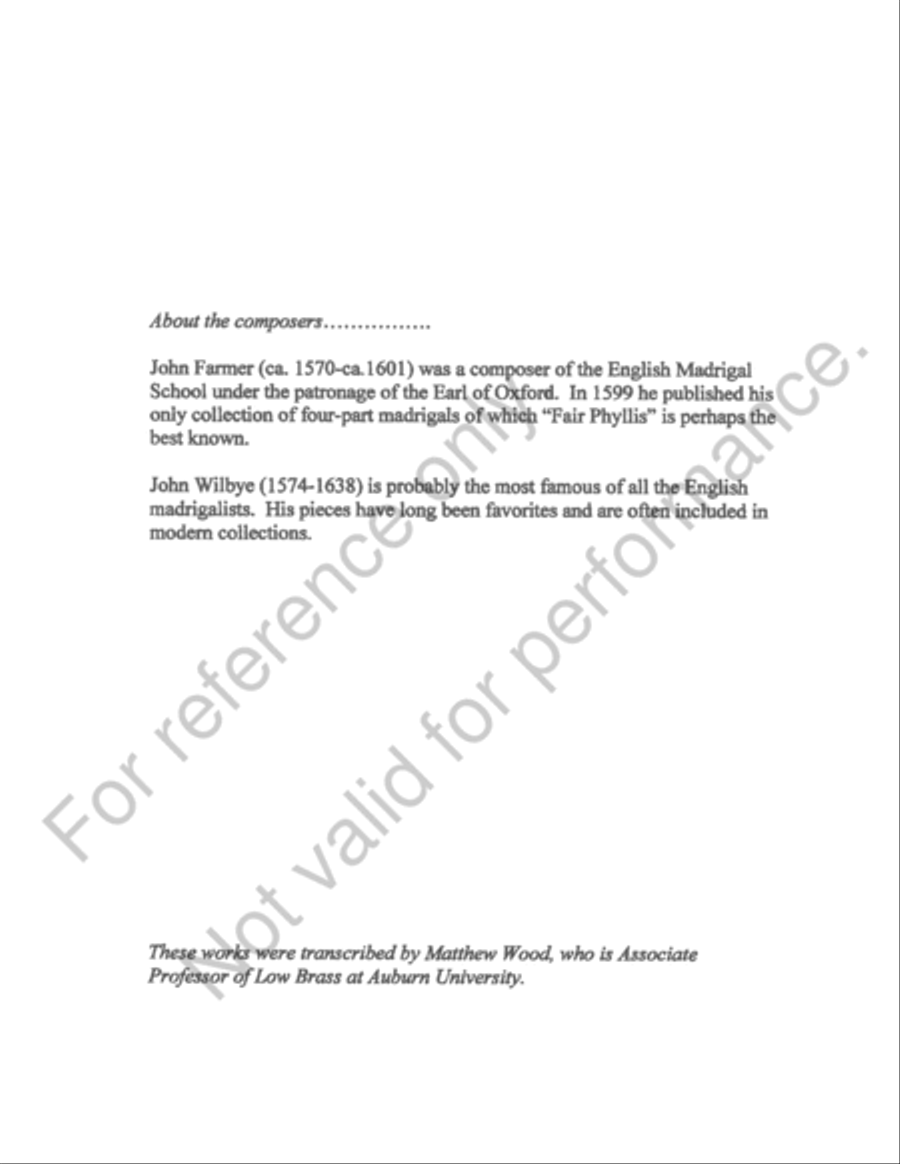 Two English Madrigals Of The Renaissance Trombone Quartet scores gallery preview page 3