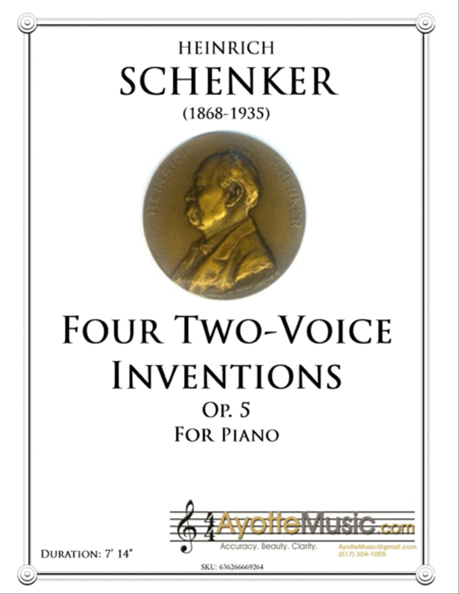 Heinrich Schenker - Four Two Voice Inventions, op. 5 Piano Solo scores gallery preview page 1