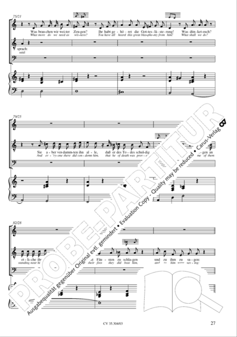 St. Mark Passion (Markus-Passion) 4-Part scores gallery preview page 28