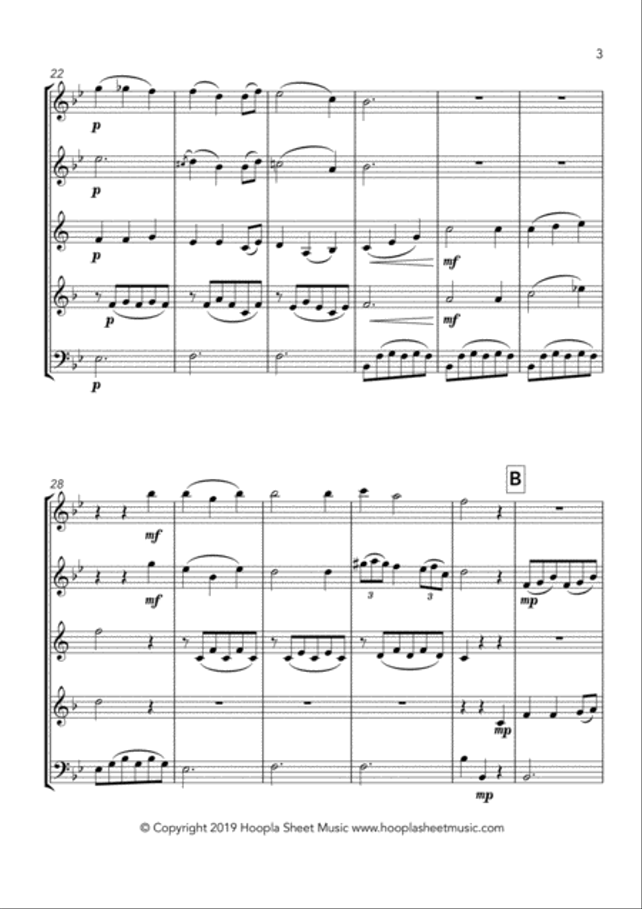 Away in a Country Manger Woodwind Quintet scores gallery preview page 3