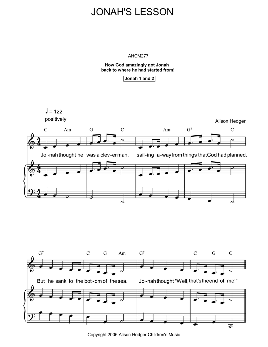 Jonah's Lesson Jonah's Lesson Piano, Vocal, Guitar scores gallery preview page 1