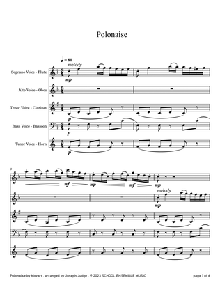 Polonaise by Mozart for Woodwind Quartet in Schools