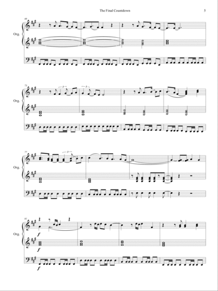 Final Countdown Organ Solo scores gallery preview page 6