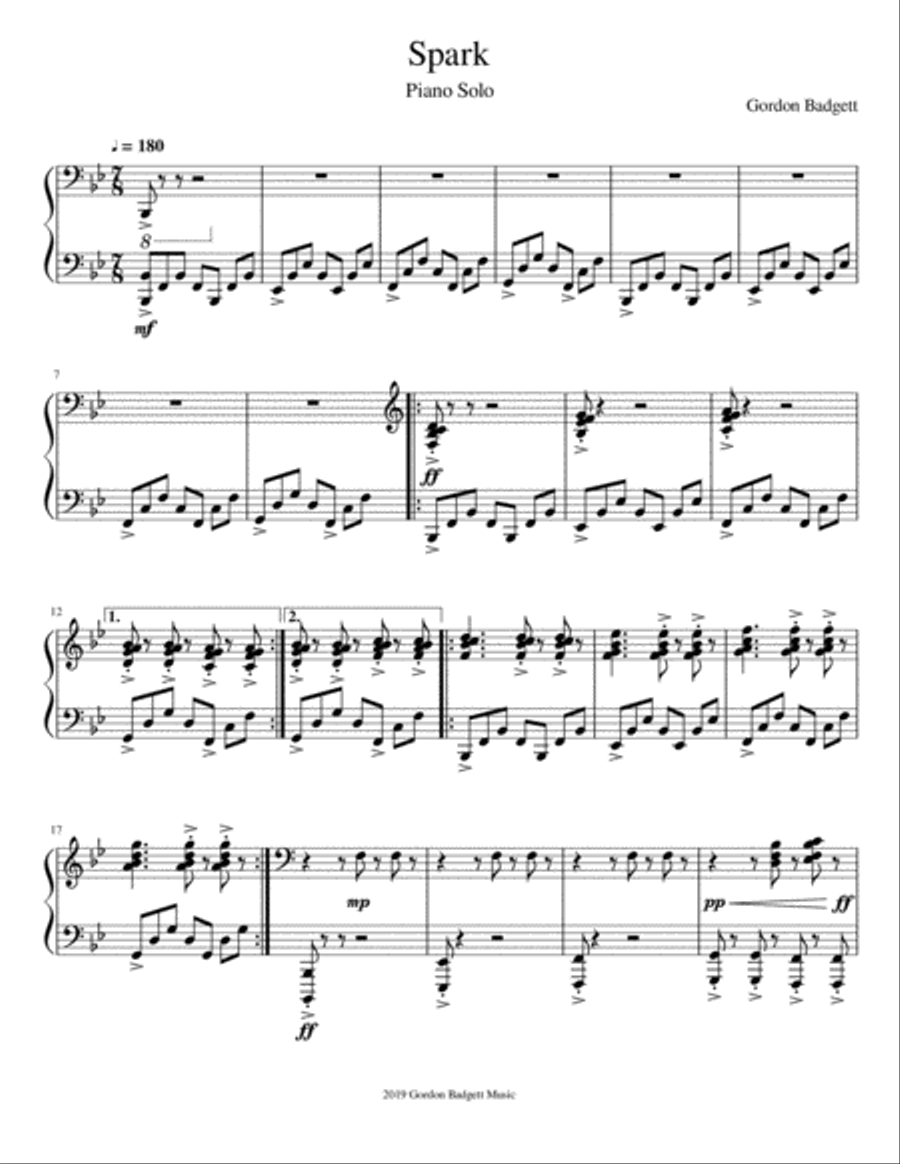 Spark Spark Piano Solo scores gallery preview page 1