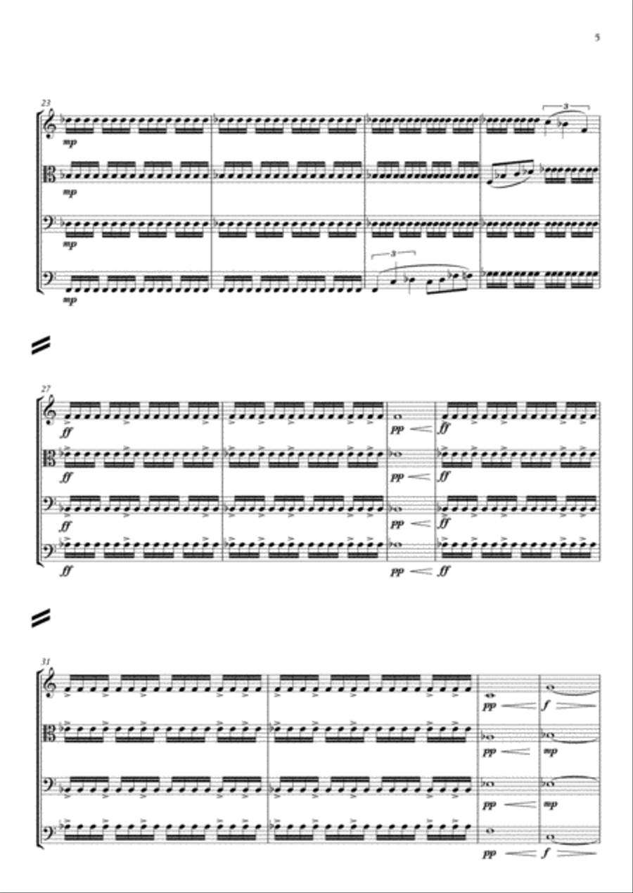 Woody and Buzz for String Quartet (Vn,Va,Vc,Cb) String Quartet scores gallery preview page 5