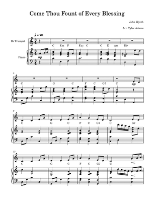 Come Thou Fount of Every Blessing (Trumpet Solo with Piano)