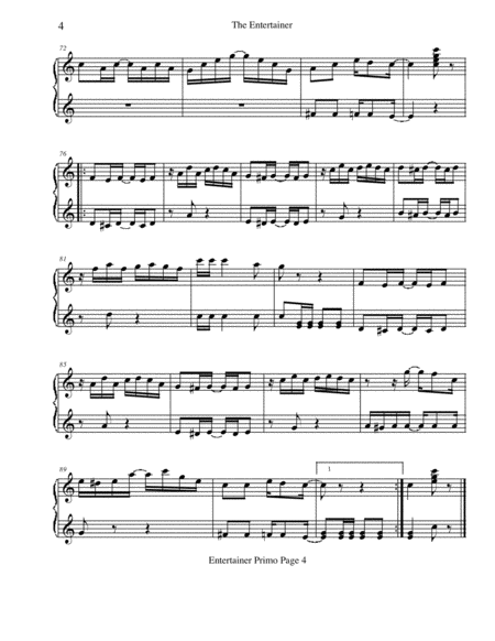 Joplin's Entertainer Piano Duet (1 Piano 4 Hands)