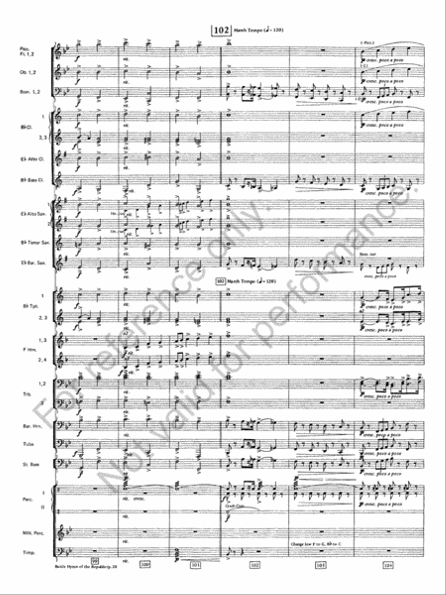 Battle Hymn Of The Republic Concert Band scores gallery preview page 21