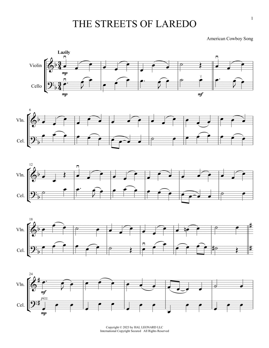 The Streets Of Laredo (arr. Michelle Hynson) String Duet scores gallery preview page 1