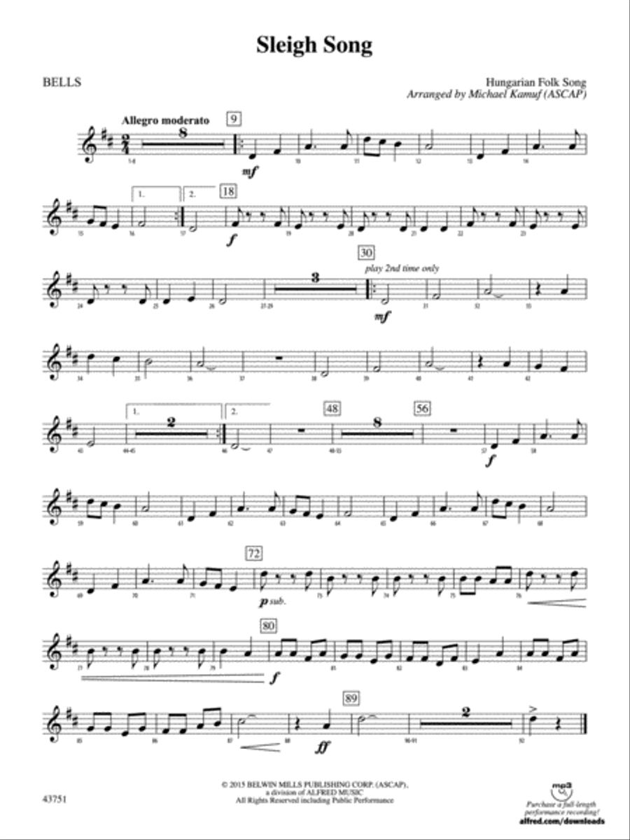 Sleigh Song: Bells Sleigh Song: Bells String Orchestra scores gallery preview page 1