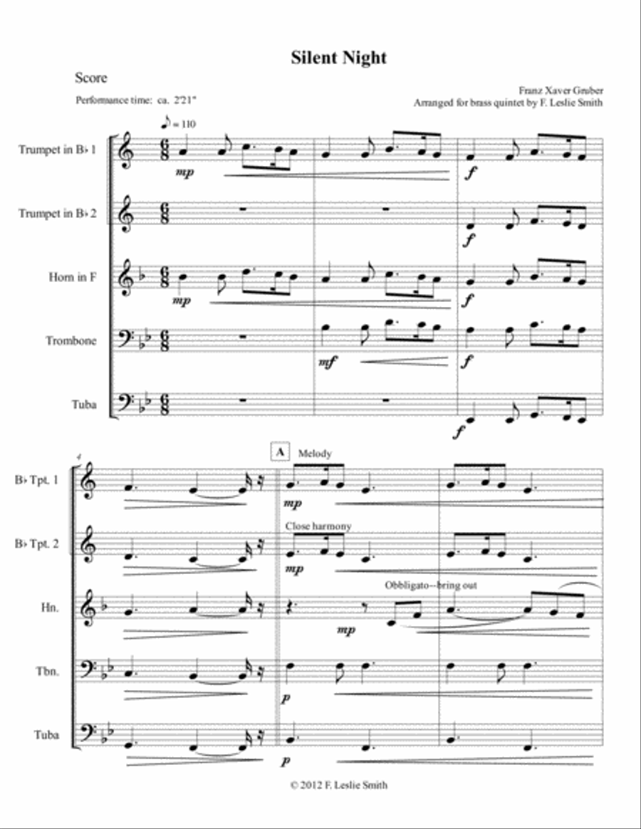 Silent Night Brass Ensemble scores gallery preview page 2