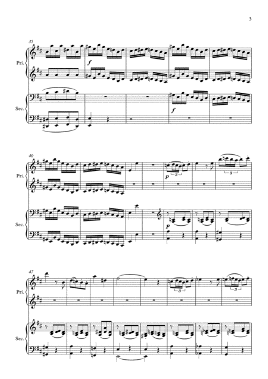 Mozart Sonata in D, K. 448 for 2 Pianos (3rd movement) Arranged for 1 piano-4 hands by Philip Kim 1 Piano, 4-Hands scores gallery preview page 4