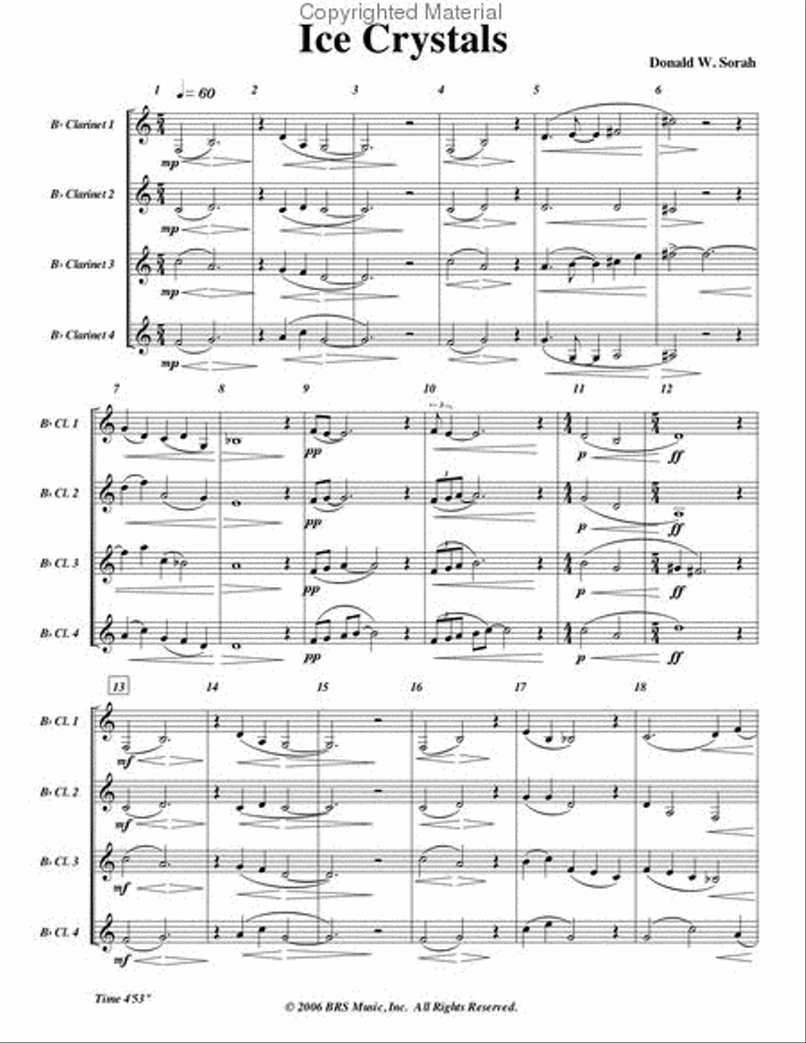 Ice Crystals Clarinet Quartet scores gallery preview page 3