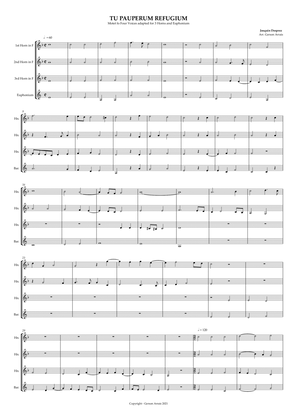 TU PAUPERUM REFUGIUM - Josquin Desprez - Brass Quartet - 3 F Horns and Euphonium - Score and Parts