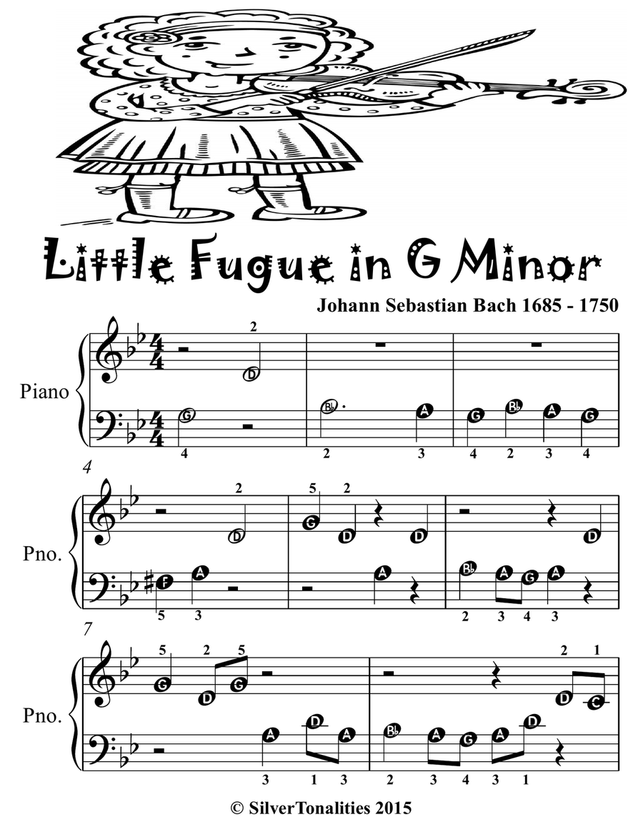Little Fugue in G Minor BWV 578 Beginner Piano Sheet Music 2nd Edition Easy Piano scores gallery preview page 2