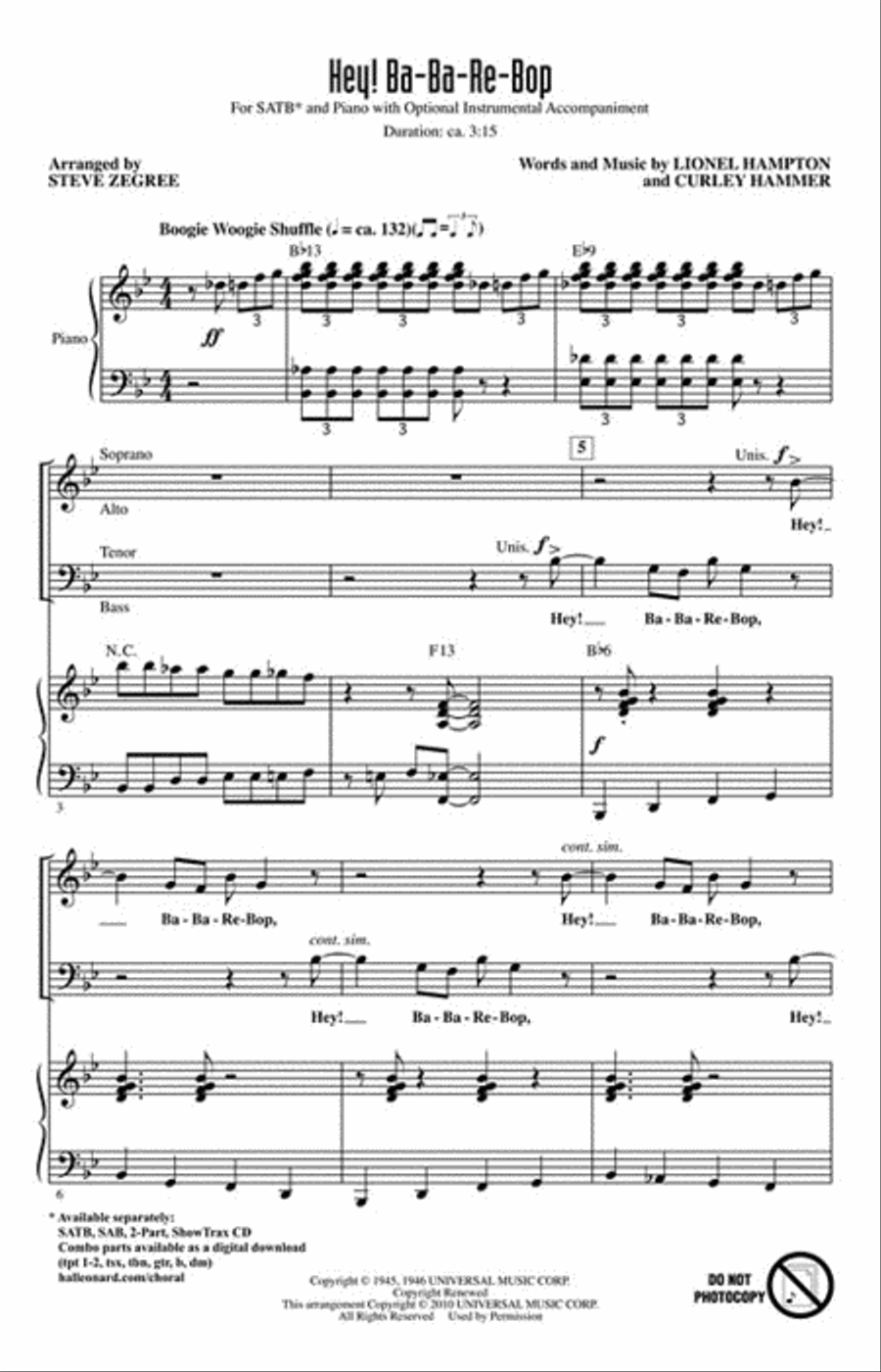 Hey! Ba-ba-re-bop 4-Part scores gallery preview page 2