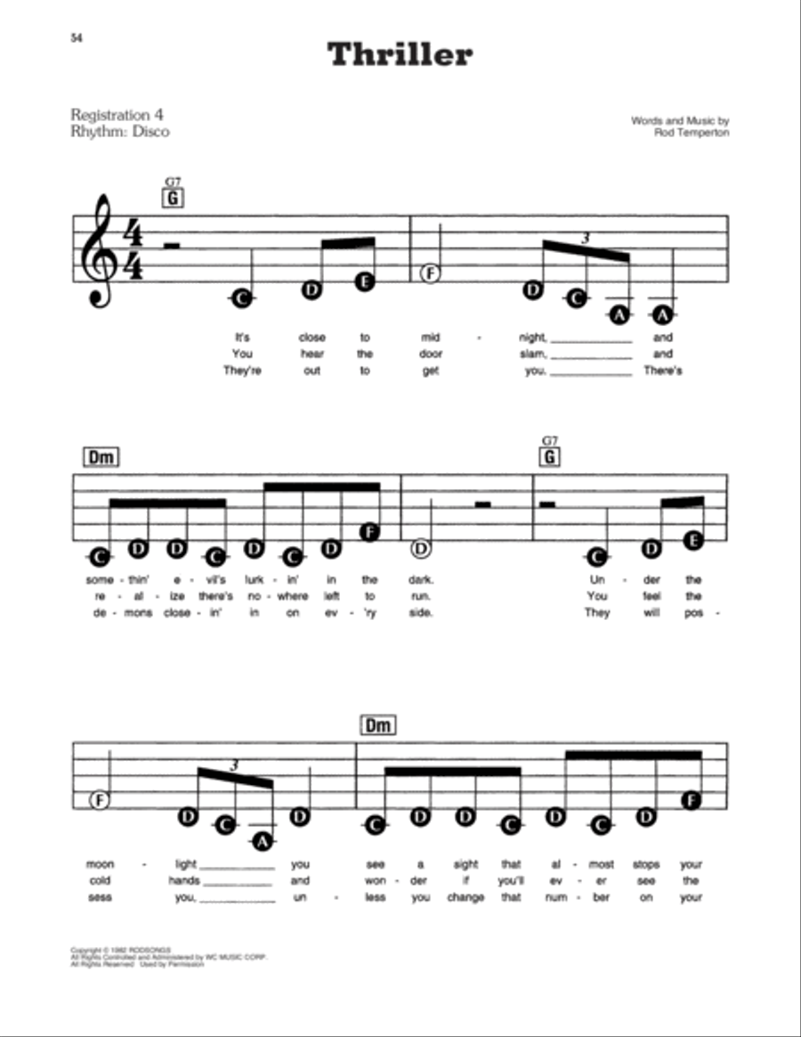 Thriller Electronic Keyboard scores gallery preview page 1