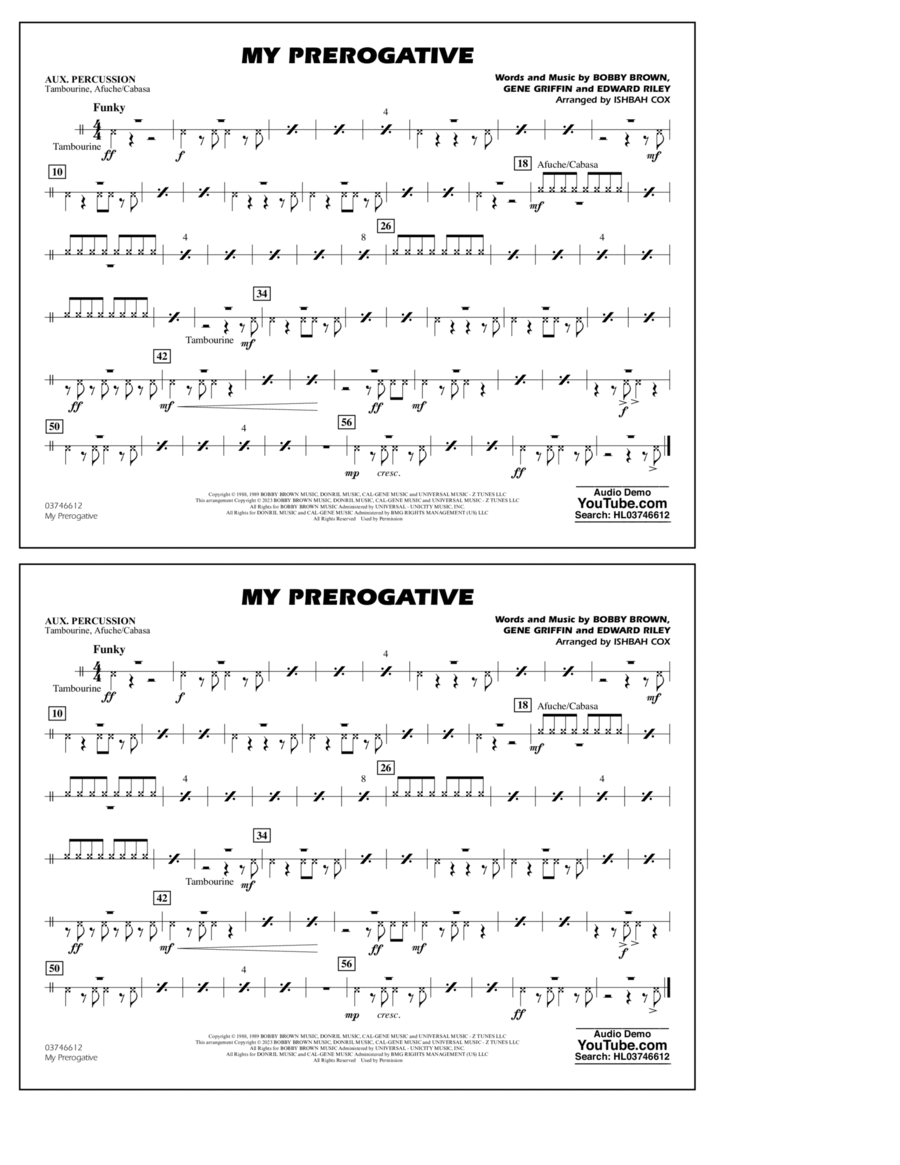 My Prerogative (arr. Ishbah Cox) - Aux Percussion