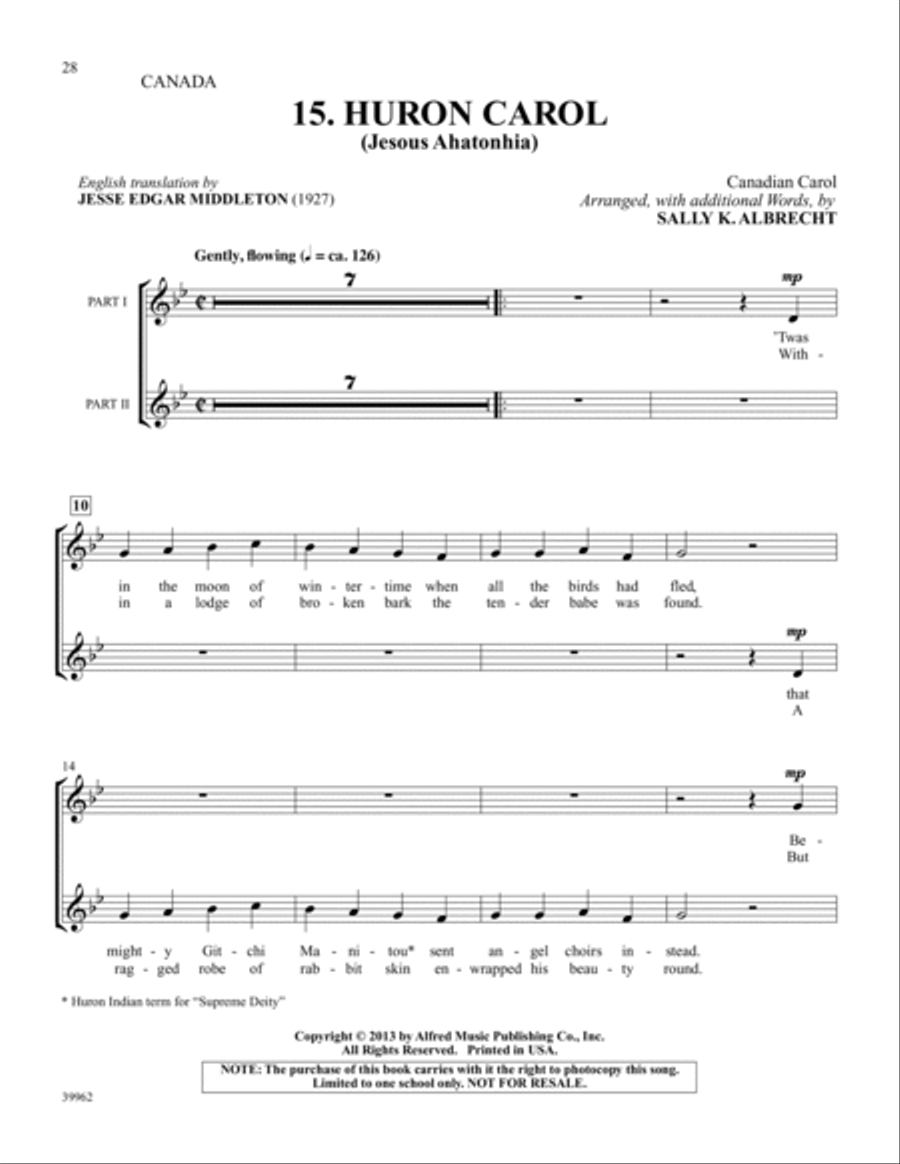 A World of Christmas -- Holiday Songs, Carols, and Customs from 15 Countries Unison Choir scores gallery preview page 12