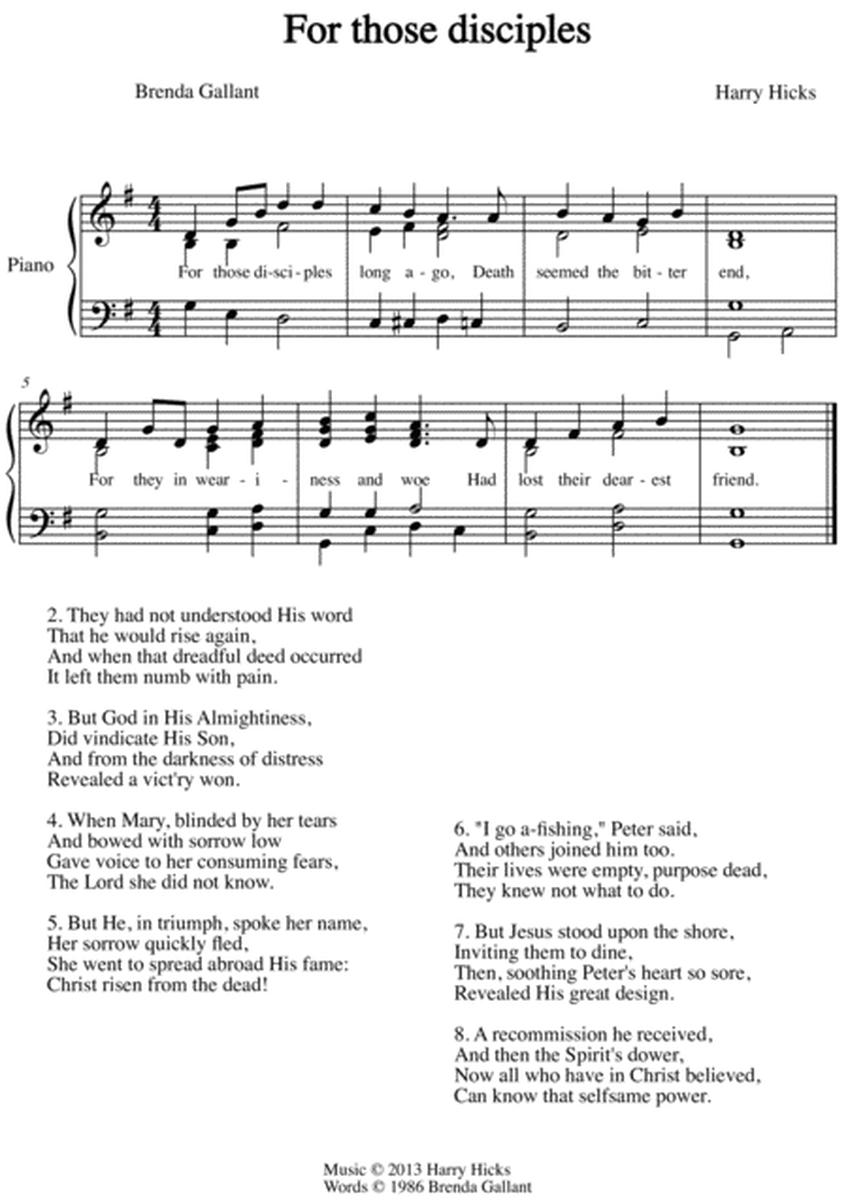 For those disciples. A brand new hymn!