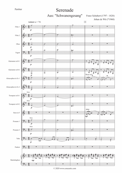 Serenade aus Schwanengesang - Franz Schubert arrangiert für Sinfonisches Bläserensemble