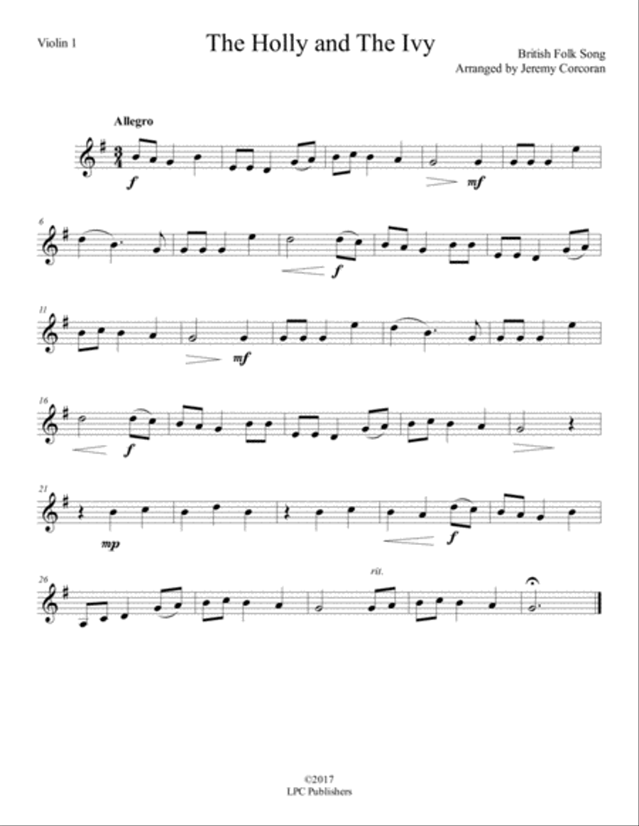 The Holly and the Ivy for String Quartet String Quartet scores gallery preview page 4