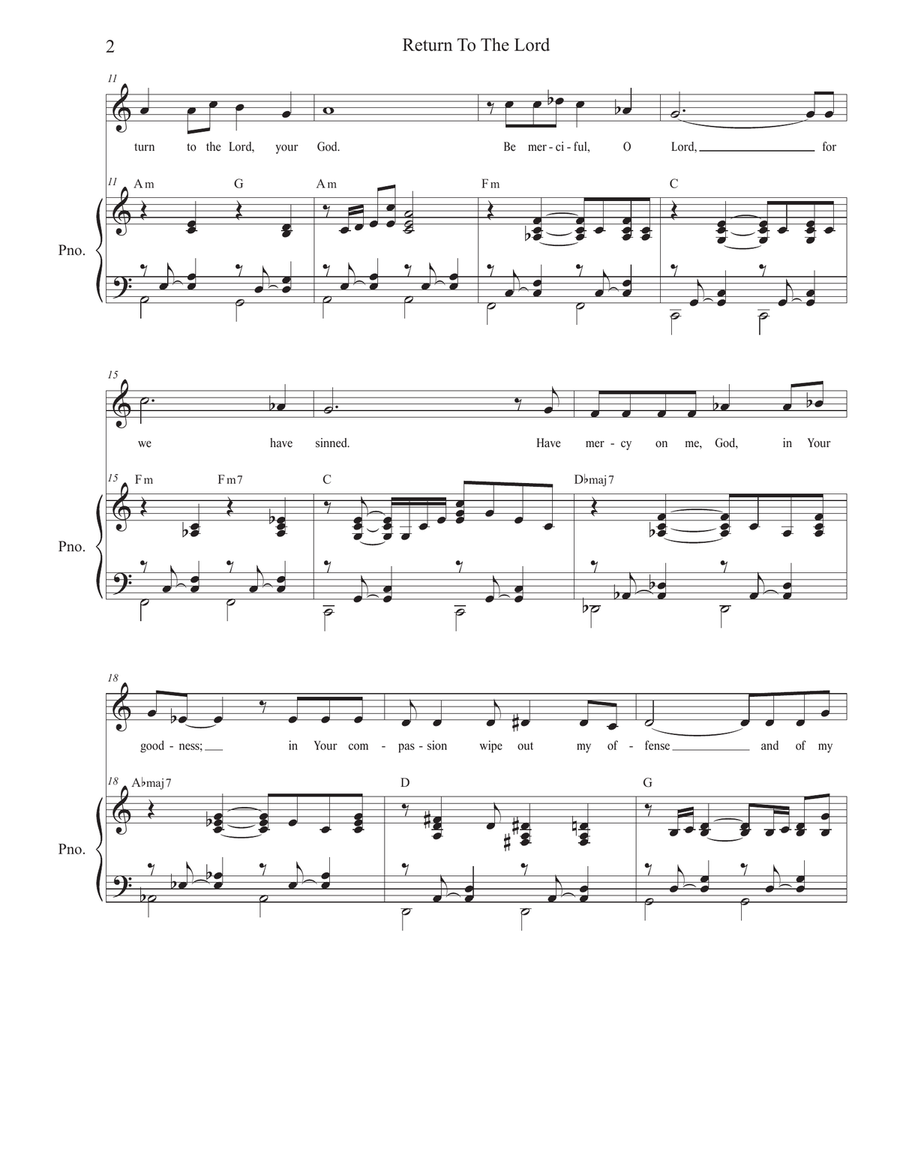 Return To The Lord (Unison choir) Unison Choir scores gallery preview page 2