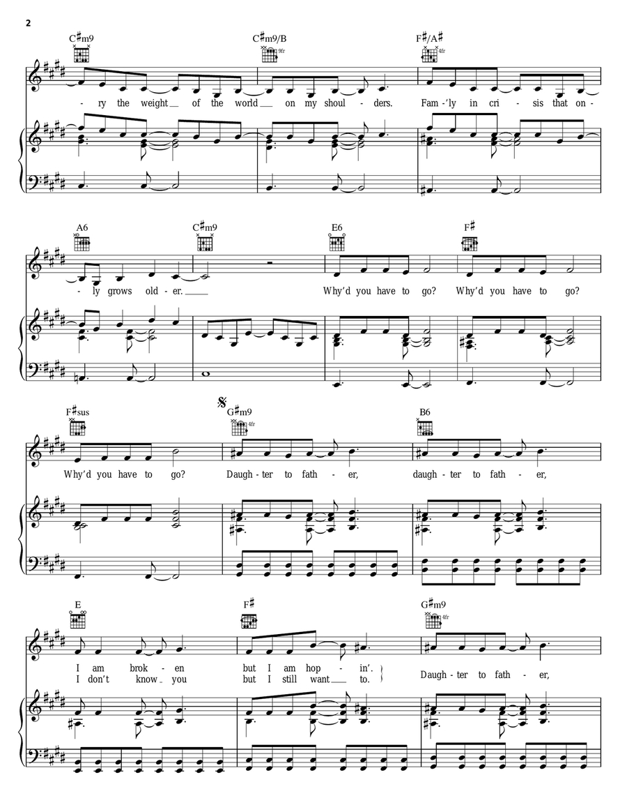 Confessions Of A Broken Heart (Daughter To Father) Piano, Vocal, Guitar scores gallery preview page 2
