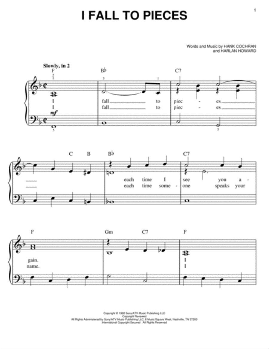 I Fall To Pieces Easy Piano scores gallery preview page 1