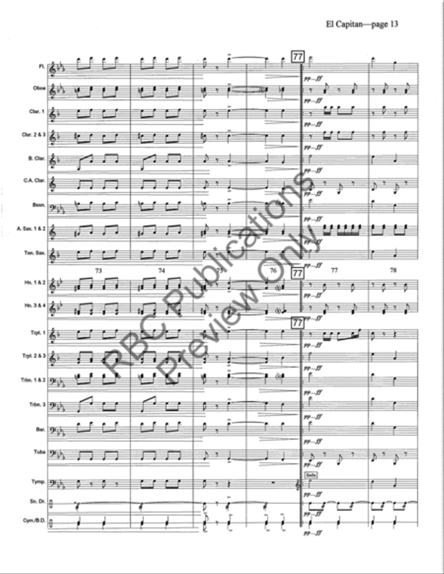 El Capitan Concert Band scores gallery preview page 16