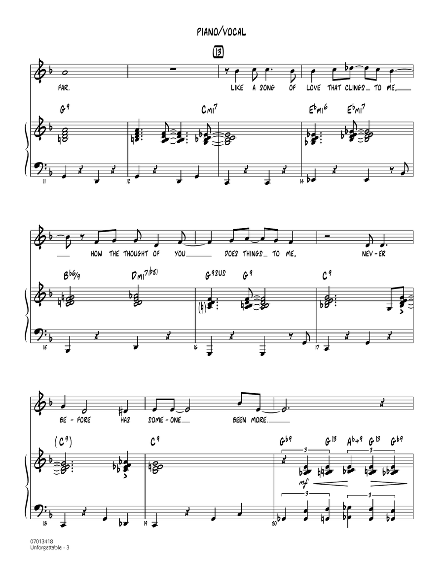Unforgettable (arr. Roger Holmes) - Piano/Vocal Jazz Ensemble scores gallery preview page 3