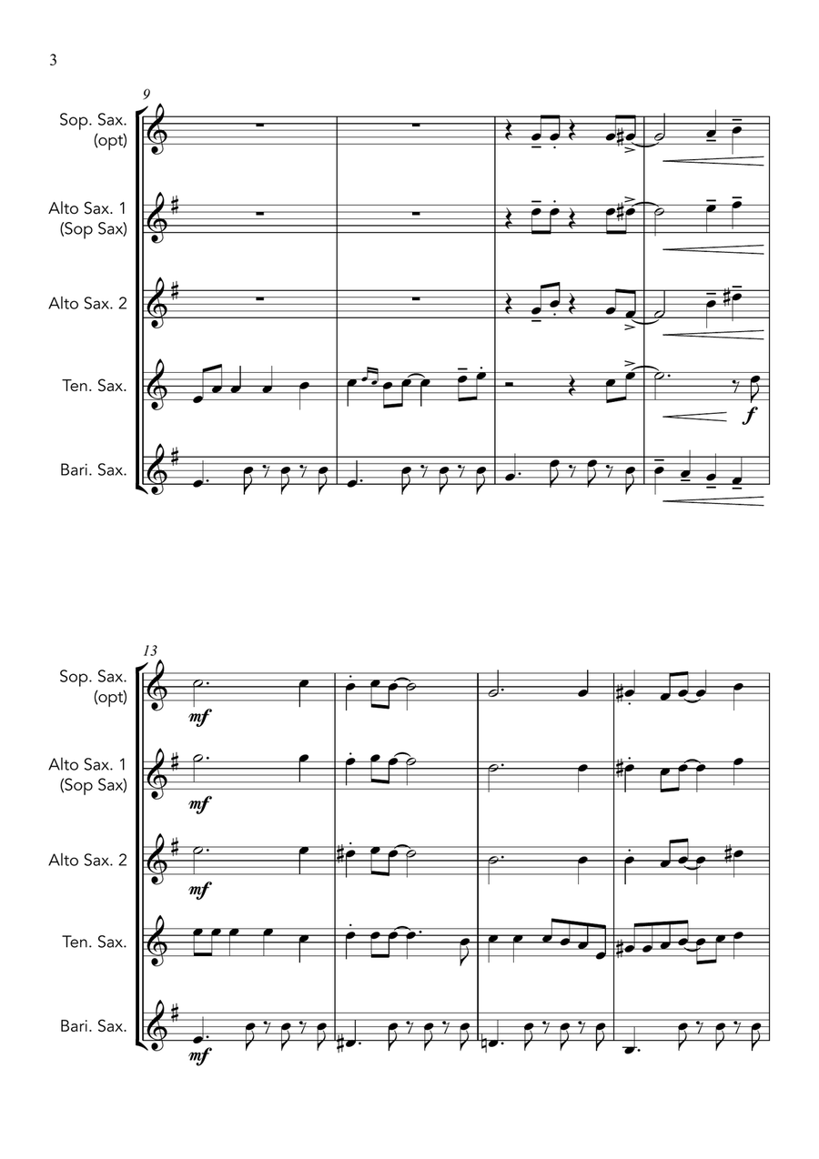 Johnny Swings On Home (When Johnny Comes Marching Home) - for Saxophone Quartet Saxophone Quartet scores gallery preview page 4