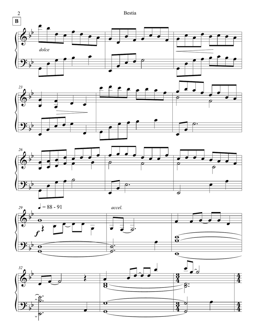 Bestia Bestia Piano Solo scores gallery preview page 2