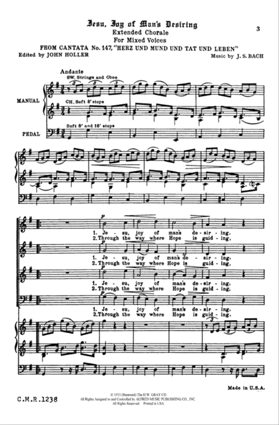 Jesu, Joy of Man's Desiring 4-Part scores gallery preview page 3