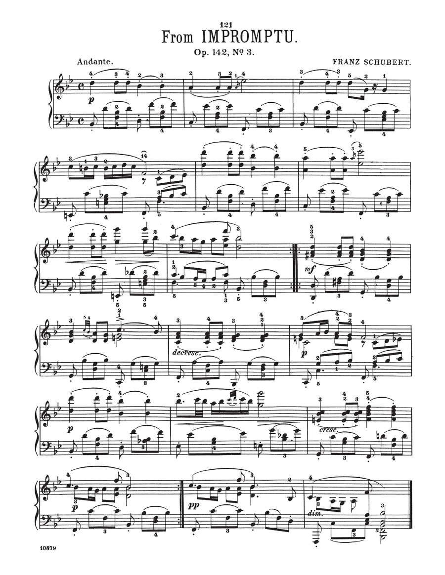 Andante, Op. 142, No. 3 by Franz Schubert Piano Solo - Digital Sheet Music