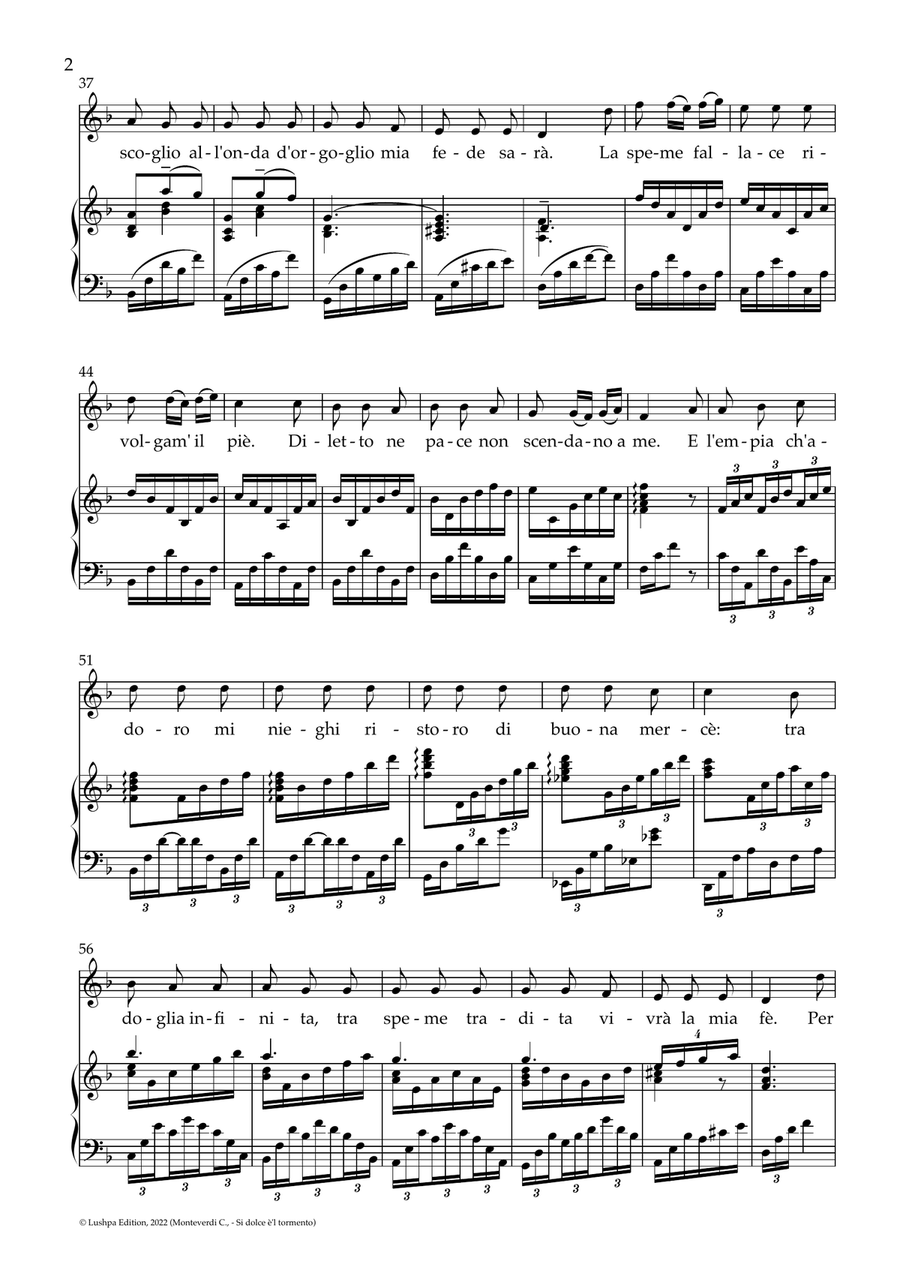 Si dolce è'l tormento Piano, Vocal scores gallery preview page 4