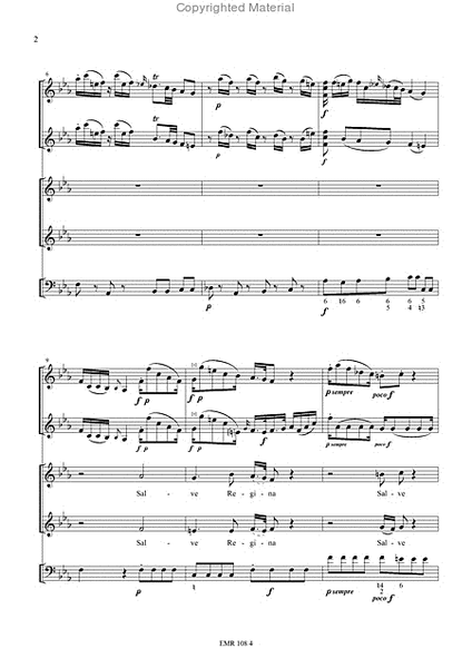 Salve regina a due voci pour soprano, alto, 2 violons et basse continue
