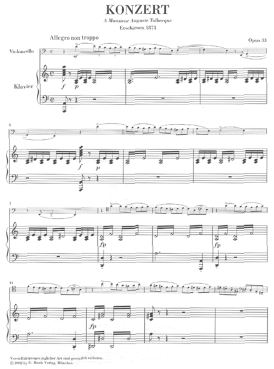 Concerto for Violoncello and Orchestra A Minor Op. 33, No. 1 Piano Accompaniment scores gallery preview page 2