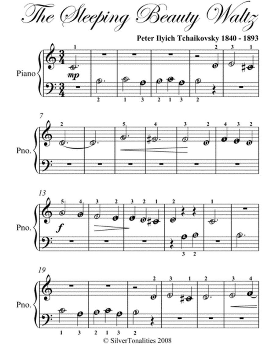 Sleeping Beauty Waltz Beginner Piano Sheet Music