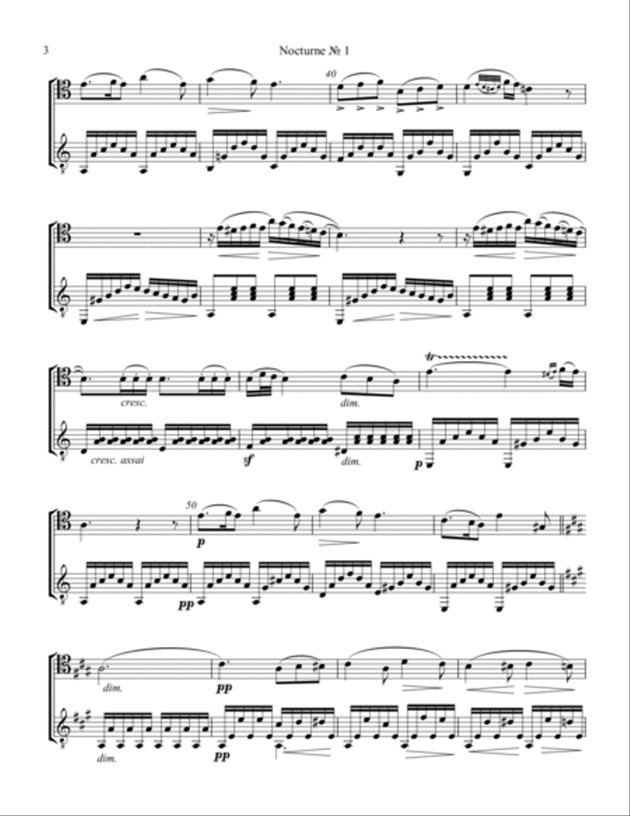 Nocturnes 1, 2 & 3 for cello and guitar String Duet scores gallery preview page 4