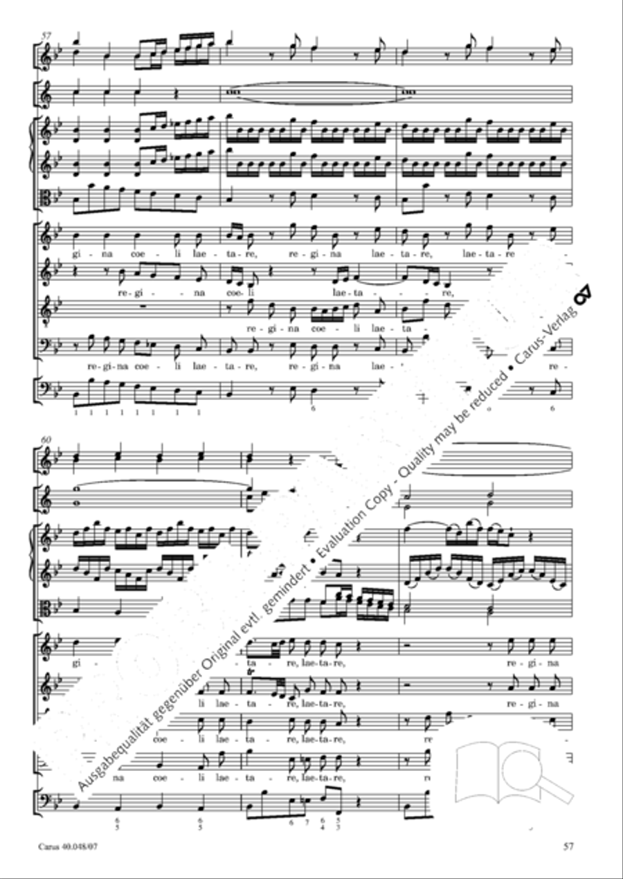 Regina coeli in B-Flat Major, K. 127 4-Part scores gallery preview page 58