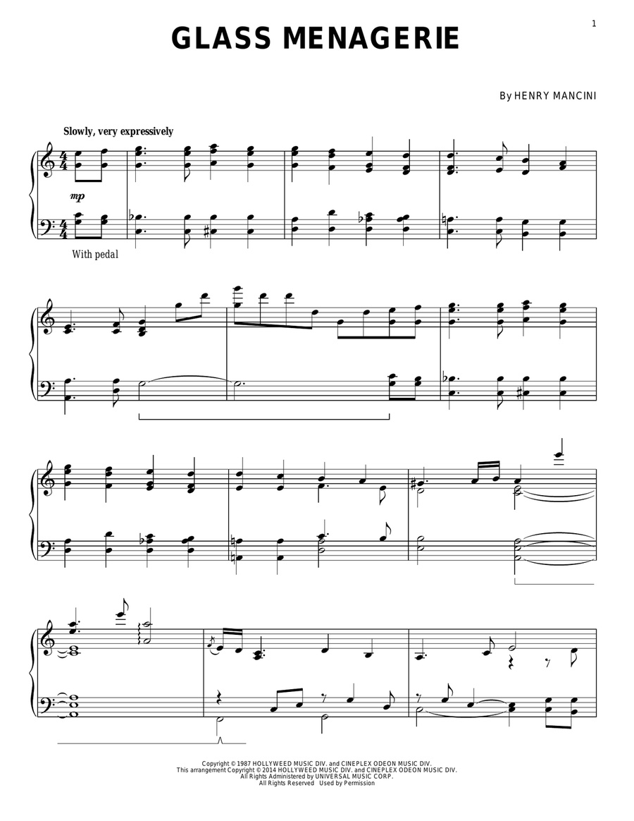 Glass Menagerie Glass Menagerie Piano Solo scores gallery preview page 1